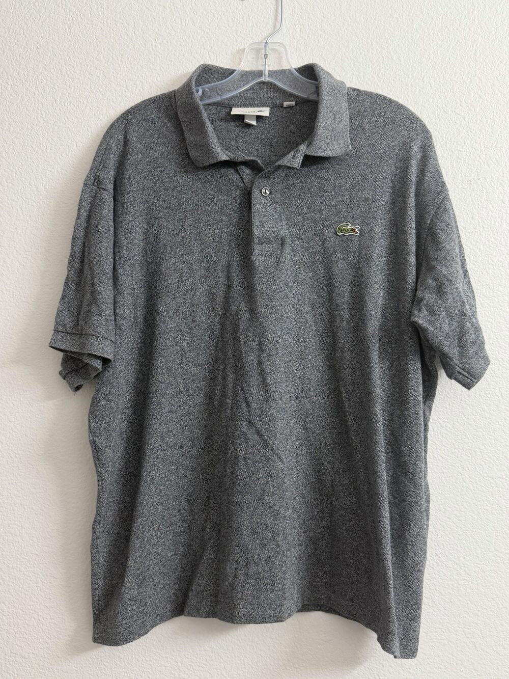 Lacoste Men's Marl Pique Classic Fit Polo Shirt Size 7 US XXL Heathered Gray